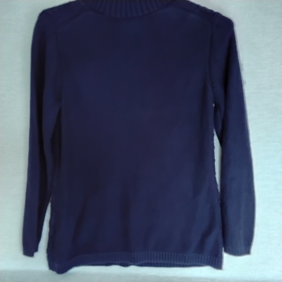 Coldwater Creek Navy Cable Knit Turtleneck Sweater - Picture 5 of 7